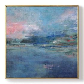 Large Abstract Painting Navy Blue Wall Art Ocean Landscape Painting Large Sea Canvas Art Painting Dining Room Art Painting
