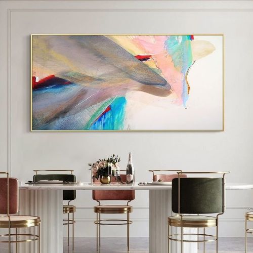 Large Brightly Colored Painting Adorns The Living Room Modern Decorative Pictures Home Good Canvas Wall Art Painting No Framed