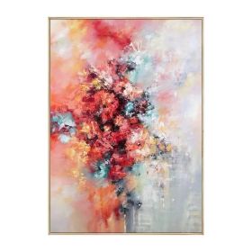 Modern Artist Painted Abstract Brilliant Red Flowers Oil Painting On Canvas Wall Art Frameless Picture Decor For Live Room Home