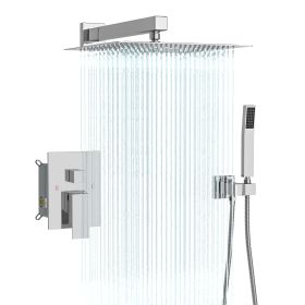 12 Inches Rain Mixer Shower Combo Set Rainfall Wall Mounted Dual Shower Head System