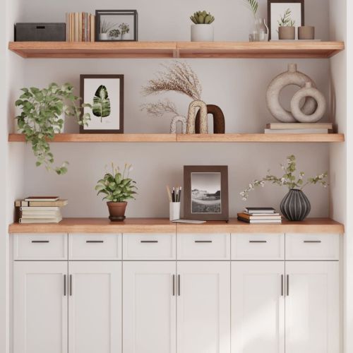 Wall Shelf Light Brown 70.9"x23.6"x(0.8"-1.6") Treated Solid Wood Oak