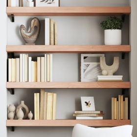 Wall Shelf Light Brown 39.4"x11.8"x(0.8"-2.4") Treated Solid Wood Oak