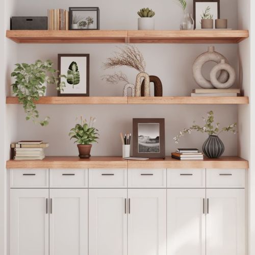 Wall Shelf Light Brown 70.9"x19.7"x(0.8"-2.4") Treated Solid Wood Oak