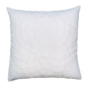 Hugo 20 x 20 Square Accent Throw Pillow, Embroidered Geometric Abstract Pattern, With Filler, White