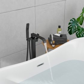 32.2-inch Spout Heigh Floor Mount Waterfall Brass Bathtub Faucet Freestanding Tub Filler Bath Shower Faucet with High Flow handheld Faucets Shower