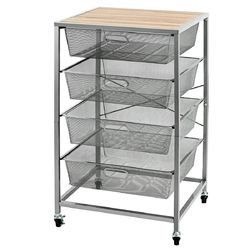 4 Drawer Mesh Shelves Basket Utility Heavy Duty Storage Organizer