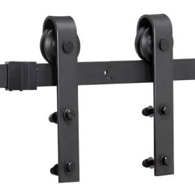 Antique Flat-tip Design Black Steel Single-door 6.6 Ft Sliding Track Barn Door Hanging Hardware Kit