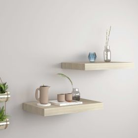Floating Wall Shelves 2 pcs Oak 15.7"x9.1"x1.5" MDF