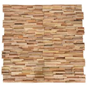 3D Wall Cladding Panels 10 pcs 11.6 ft² Solid Wood Teak