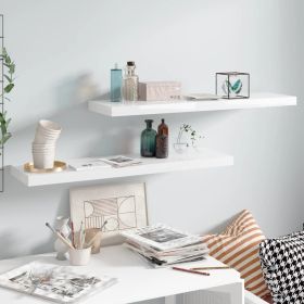 Floating Wall Shelves 2 pcs High Gloss White 35.4"x9.3"x1.5" MDF