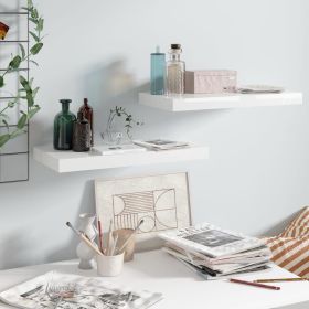 Floating Wall Shelves 2 pcs High Gloss White 19.7"x9.1"x1.5" MDF