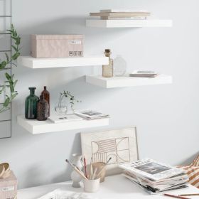 Floating Wall Shelves 4 pcs High Gloss White 15.7"x9.1"x1.5" MDF