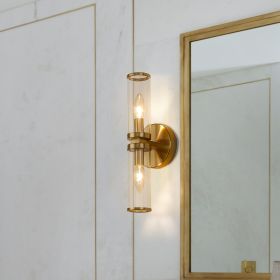 2-light modern gold bathroom vanity light; indoor wall sconces with glass shade up and down wall Mount Light Fixtures