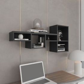 Wallshe 47" Wide 7-Tier Wall Shelf, Cube Shelf Modular Shelf for Living Room, Home office, Bedroom Black
