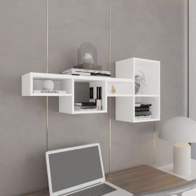 Wallshe 47" Wide 7-Tier Wall Shelf, Cube Shelf Modular Shelf for Living Room, Home office, Bedroom White