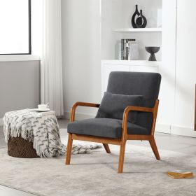COOLMORE Modern Accent Chair, Solid Wood Padding Lounge Armchairs With One pillow for Living Room, Bedroom, Guest Room (Gray)