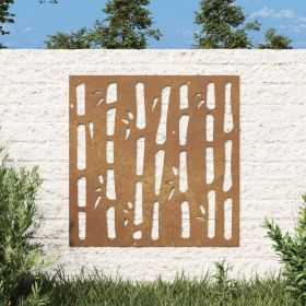 Patio Wall Decoration 21.7"x21.7" Corten Steel Bamboo Design