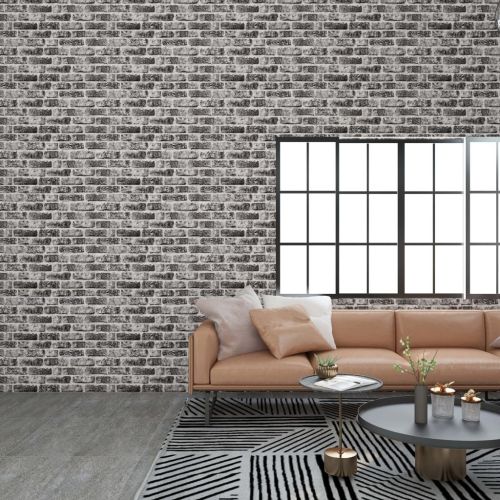 3D Wall Panels with Dark Gray Brick Design 10 pcs EPS